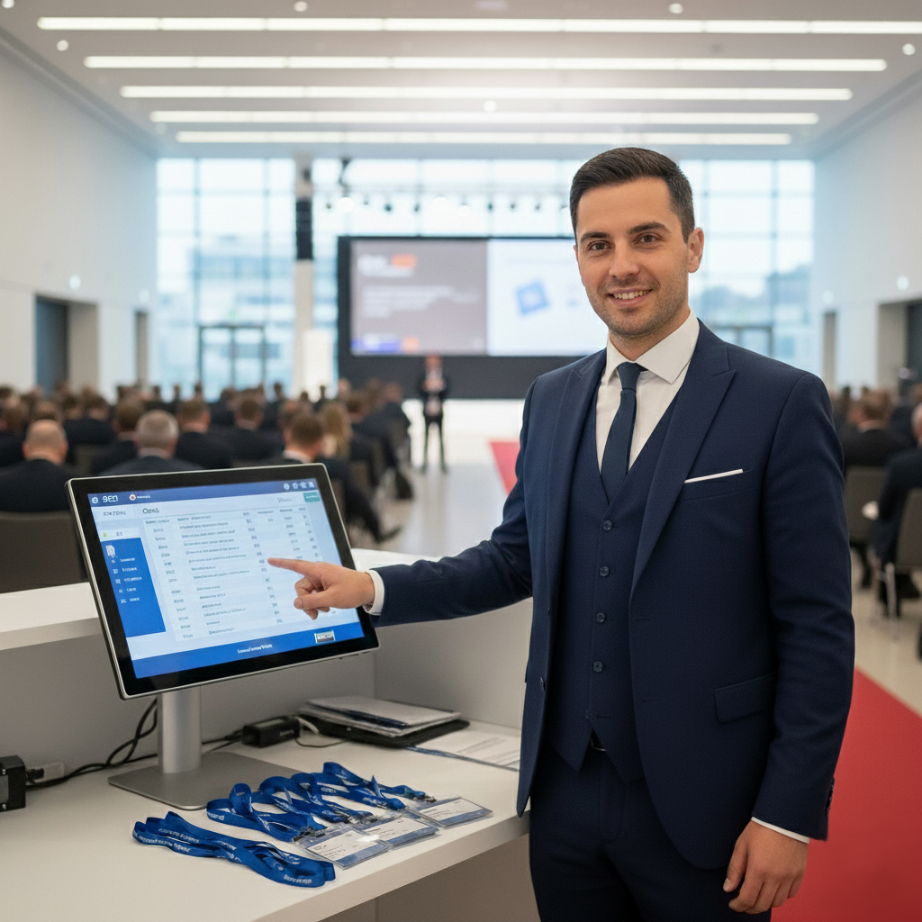 Azafato perteneciente a una agencia de azafatas de protocolo en Valencia, especializada en eventos corporativos e institucionales.